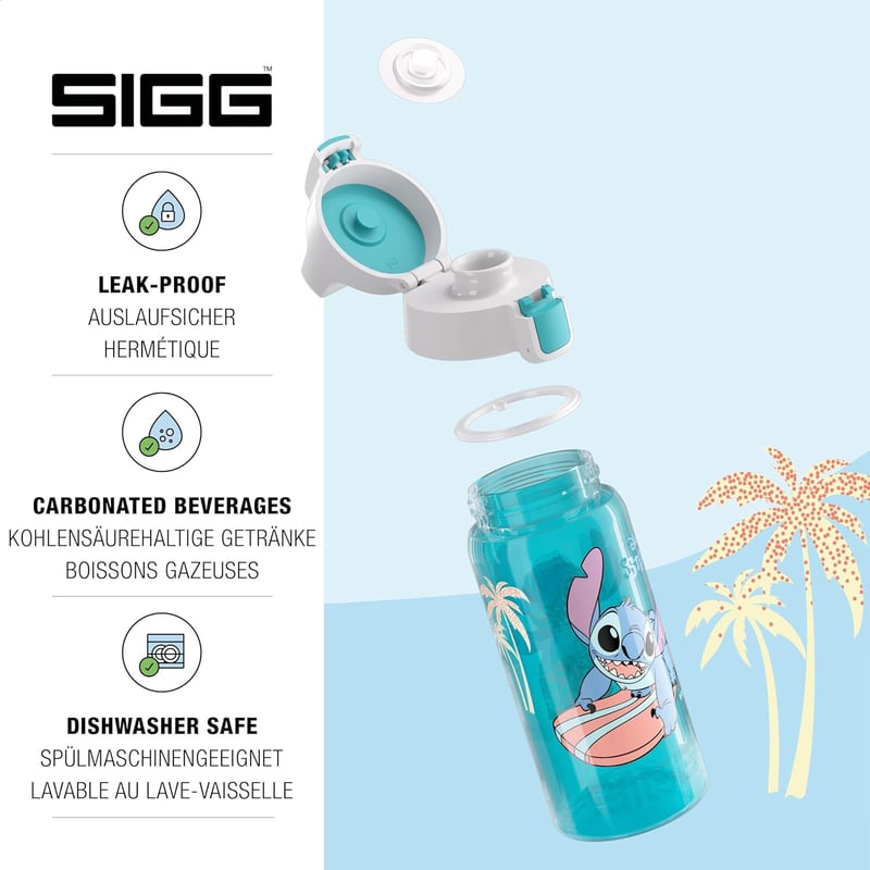 SIGG Viva One gyerekitalos palack 0,5L szénlezáró szivárgásmentes - 3 Stitch Surfing, 3 Disney & WB