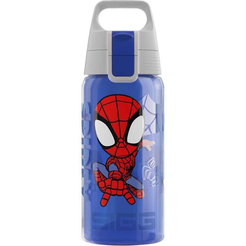 Bidon pentru copii SIGG Viva One Marvel Spidey – 0,5 L, albastru, potrivit și pentru băuturi carbogazoase, etanș, lavabil în mașina de spălat vase, fără BPA