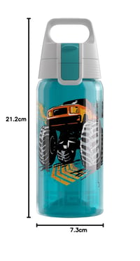 Detská fľaša Sigg Viva One Monstertruck 0,5 l modrá – vhodná na sýtené nápoje, nepriepustná, vhodná do umývačky riadu, bez BPA, na šport aj do školy 7