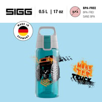 Detská fľaša Sigg Viva One Monstertruck 0,5 l modrá – vhodná na sýtené nápoje, nepriepustná, vhodná do umývačky riadu, bez BPA, na šport aj do školy 3