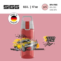 Bidon pentru copii SIGG Viva One Speed Race 0,5 L – pentru băuturi carbogazoase, etanș, lavabil în mașina de spălat vase, fără BPA – roșu, cu mașini de curse 2
