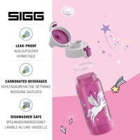 Detská fľaša Sigg Viva One Unifly 0,5 l – ružová s motívom jednorožca, vhodná aj na sýtené nápoje, nepriepustná, vhodná do umývačky riadu, bez obsahu BPA 3