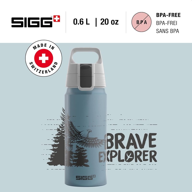 SIGG WMB ONE Alumínium Gyerekpalack 0,6L Szénlezárható Svájci Sportpalack - Brave Eagle, 0.6 L