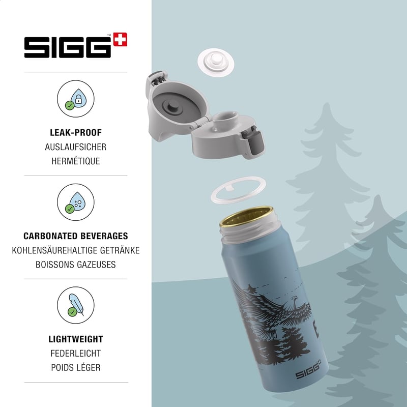 SIGG WMB ONE Alumínium Gyerekpalack 0,6L Szénlezárható Svájci Sportpalack - Brave Eagle, 0.6 L
