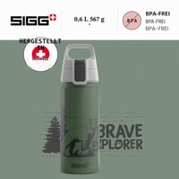 Detská hliníková fľaša Sigg WMB ONE Brave Lion – 0,6 l, machovo zelená, vhodná aj na sýtené nápoje, nepriepustná, bez BPA 2