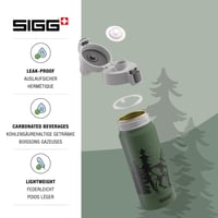 Hliníková detská fľaša Sigg WMB ONE Brave Wolf – 0,6 l – zelená – bez BPA – na sýtené nápoje – nepriepustná – do školy a na šport 3