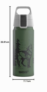 Hliníková detská fľaša Sigg WMB ONE Brave Wolf – 0,6 l – zelená – bez BPA – na sýtené nápoje – nepriepustná – do školy a na šport 7