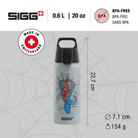 Bidon pentru copii din aluminiu Sigg WMB ONE Spider-Man 1962 – Gri, 0,6 L – Pentru băuturi carbogazoase, etanș, fără BPA 2