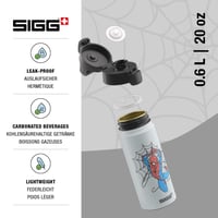 Bidon pentru copii din aluminiu Sigg WMB ONE Spider-Man 1962 – Gri, 0,6 L – Pentru băuturi carbogazoase, etanș, fără BPA 3