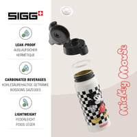 Sticlă pentru copii Sigg WMB ONE Mickey Retro din aluminiu – Alb-Negru, 0,6 L – Pentru băuturi carbogazoase, fără BPA, etanșă 3