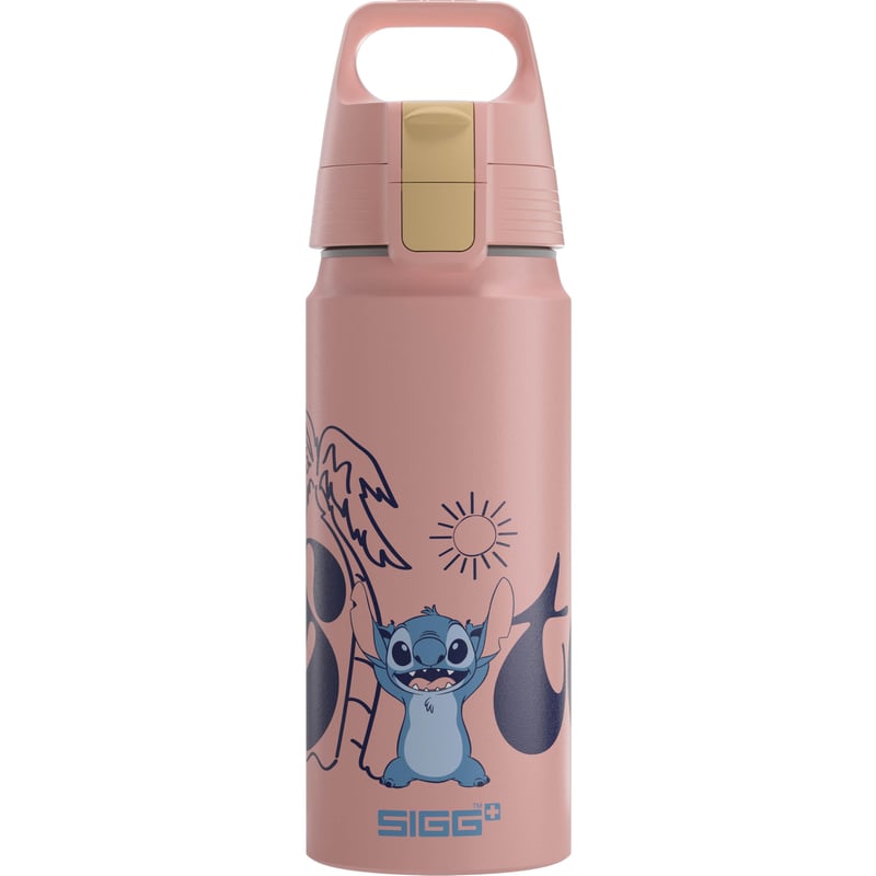 Sticlă pentru copii din aluminiu Sigg WMB ONE Stitch Disney - roz, 0,6 L - potrivită și pentru băuturi carbogazoase, etanșă, fără BPA