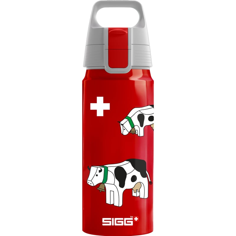 Detská hliníková fľaša na vodu Sigg WMB ONE Swiss Cows – 0,6 l, nepriepustná, bez BPA, vhodná aj na sýtené nápoje