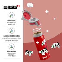 Detská hliníková fľaša na vodu Sigg WMB ONE Swiss Cows – 0,6 l, nepriepustná, bez BPA, vhodná aj na sýtené nápoje 3