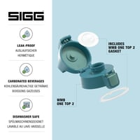 Náhradný uzáver Sigg WMB ONE Top 2 Blue Puya na fľašu na pitie – ovládanie jednou rukou, nepriepustný, so silikónovým tesnením 2