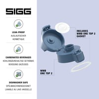 Náhradný uzáver na fľašu Sigg WMB ONE Top 2 Deep Blue – ovládanie jednou rukou, nepriepustný, so silikónovým tesnením 2