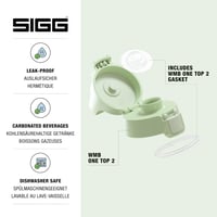 Capac de schimb Sigg WMB ONE Top 2 Eco Green pentru sticlă de apă – utilizare cu o singură mână, etanș, cu garnitură de silicon 2