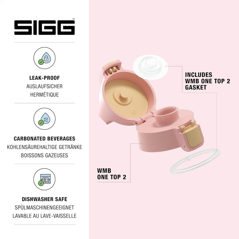 SIGG WMB ONE Top 2 kupak - Egykezes szilikon tömítésű vízpalack fedél - Playful Peach