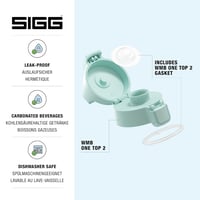 Capac SIGG WMB ONE Top 2 – Protecție pentru sticlă cu utilizare cu o singură mână, etanșă – Milky Blue Green 2