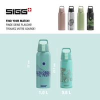 Hliníková fľaša Sigg WMB Pathfinder Glacier – 1 l, modrá so vzorom, bez BPA, vhodná na sýtené nápoje, nepriepustná, ľahká, outdoorová 5