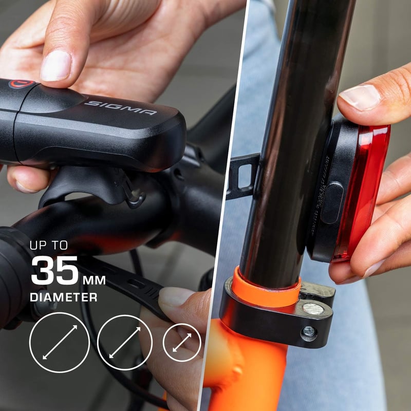 Sigma Aura 30 & Curve LED kerékpárlámpa szett, elöl-hátul, vízálló, StVZO