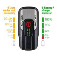 Predné svetlo na bicykel Sigma Aura 80 USB, 80 luxov, homologizácia StVZO, nabíjateľné, 4 svetelné režimy, dosah 90 m, čierne 3