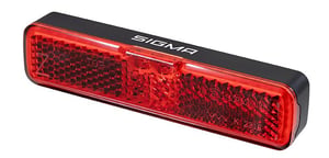 Sigma EOX RL stražnje svjetlo za bicikl za nosač tereta - s funkcijom stop svjetla, IP44 vodootporno, reflektor, StVZO homologacija, za e-bicikle, crveno