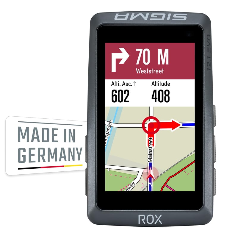 Cyklocomputer SIGMA Sport ROX 12.1 EVO, bezdrôtový, GPS, GLONASS, Bluetooth, 3" displej, 150 funkcií, Komoot, E-Bike, Night Grey
