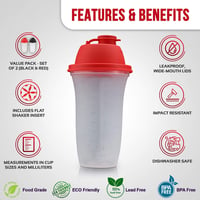 SIGNORA WARE 2x 500ml Shaker Palack Smoothie Koktél Szósz Keveréshez - Black/White 3