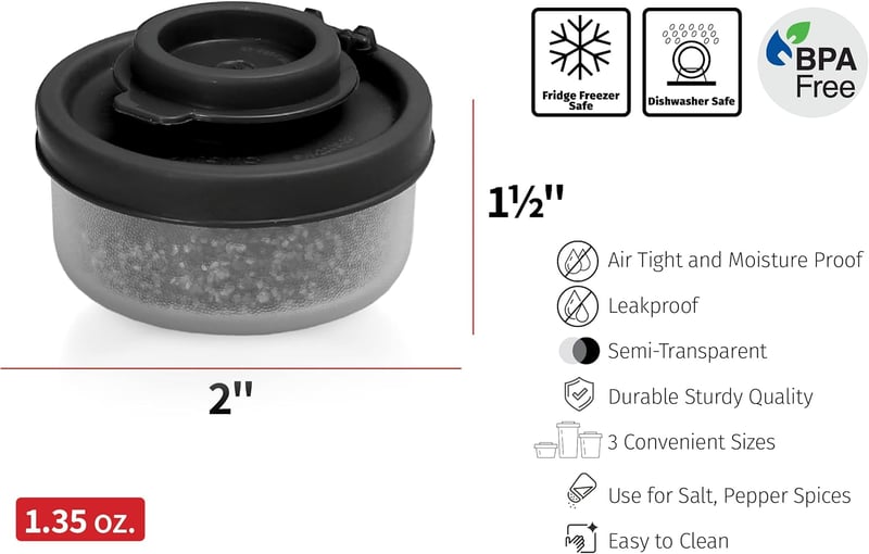 SIGNORA WARE Mini Só-Bors Szóró Készlet Fedéllel - Hordozható Fűszertartó Utazáshoz, Kempingezéshez - Zárható, 3 db-os Szett, 40g