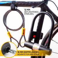 Antifurt bicicletă SIGTUNA tip U - 16mm oțel călit, cu suport, pentru biciclete de șosea, mountain bike, e-bike și biciclete pliabile, galben 4