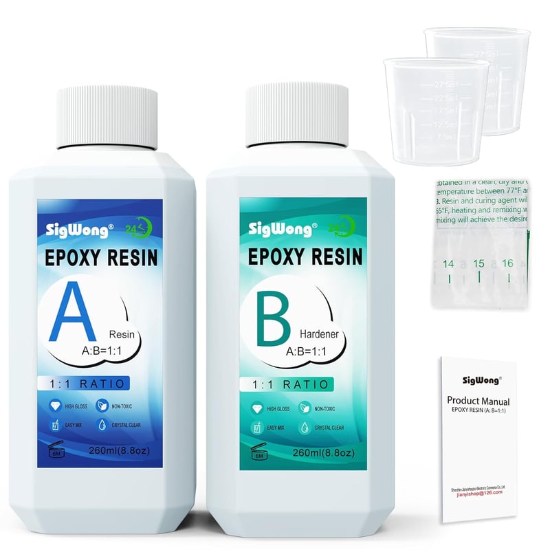 SigWong Epoxigyanta 520ml Készlet Keményítővel - Kristálytiszta Öntőgyanta Ékszerkészítéshez