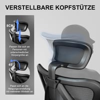 Ergonomická kancelárska stolička SIHOO s nastaviteľnou bedrovou opierkou, opierkou hlavy a lakťovými opierkami, nastavením výšky a funkciou hojdania, nosnosť 150 kg, otočná stolička 5