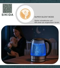 Sikida 1.8L üveg vízforraló LED világítással, 360° forgatható alap, BPA-mentes 5
