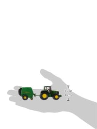 Traktor John Deere so zvinovačom balíkov Siku 1665 a 2 balíkmi, kov a plast, zelený, pohyblivé časti 8
