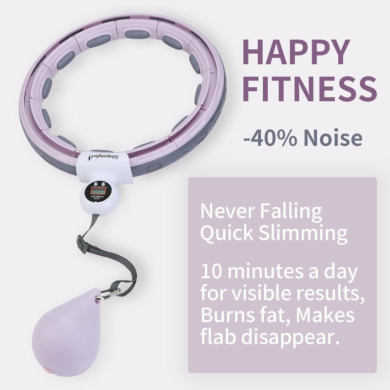 Silencomfort Smart Hula Hoop - Csendes Fitnesz Karika Számláló Kijelzővel - 16 Részes Állítható Derékbőség - Masszírozó Súlygolyóval - Fogyá