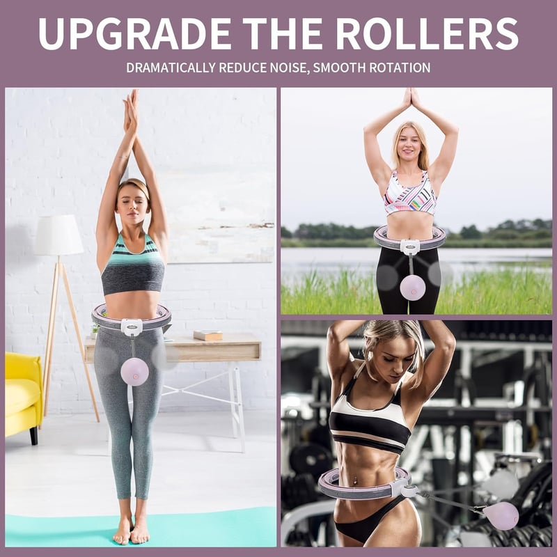 Silencomfort Smart Hula Hoop - Csendes Fitnesz Karika Számláló Kijelzővel - 16 Részes Állítható Derékbőség - Masszírozó Súlygolyóval - Fogyá