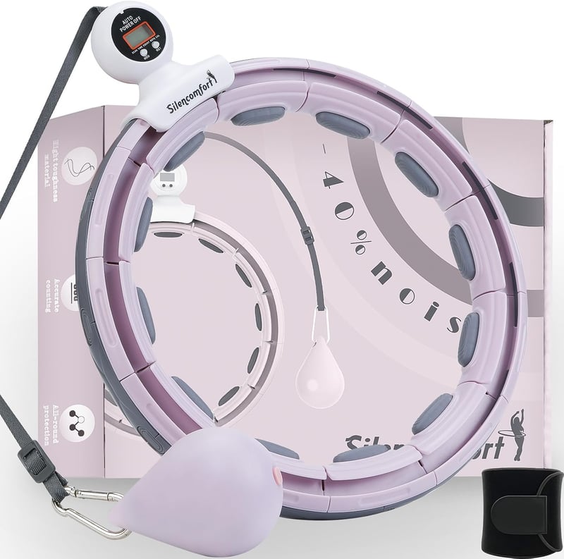 Silencomfort Smart Hula Hoop - Csendes Fitnesz Karika Számláló Kijelzővel - 16 Részes Állítható Derékbőség - Masszírozó Súlygolyóval - Fogyá