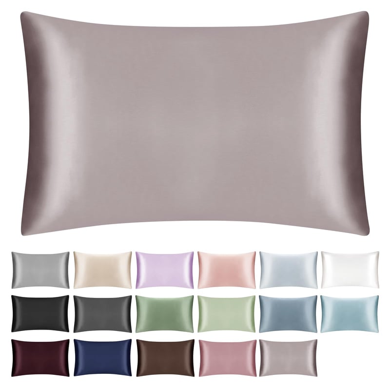 Față de pernă SILKTALE din 100% mătase naturală de 19 momme pentru păr și ten, cu fermoar, culoarea taupe, 40x60 cm, 1 buc.