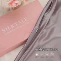 Față de pernă SILKTALE din 100% mătase naturală de 19 momme pentru păr și ten, cu fermoar, culoarea taupe, 40x60 cm, 1 buc. 2