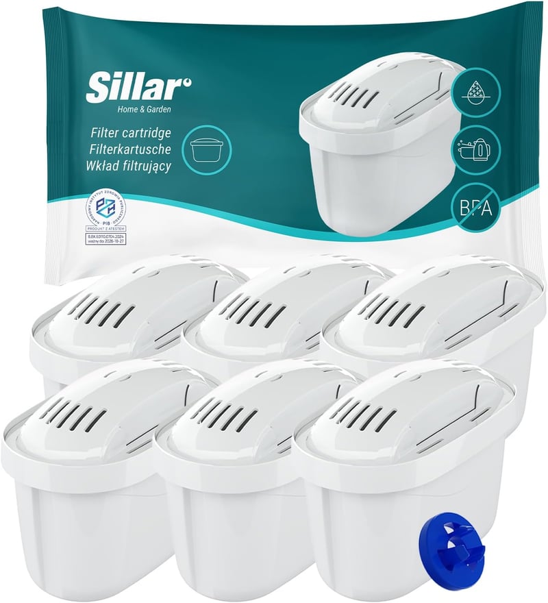 Sillar BRITA Maxtra+ kompatibilis vízszűrő patron 6db, aktív szén, mészkő és klór eltávolítás