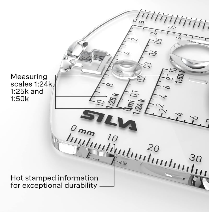 Silva Compass 4 Navigációs Iránytű Katonai Túrázáshoz - Forgatható Ház Tükörrel - 1:25k 1:50k Térképskála - Foszforeszkáló Könnyű