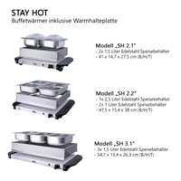Silva Schneider Stay Hot SH 3.1 2 v 1 Ohrievač bufetových jedál a varná doska 200W strieborná pre bufety, oslavy a rodinné stolovanie 6
