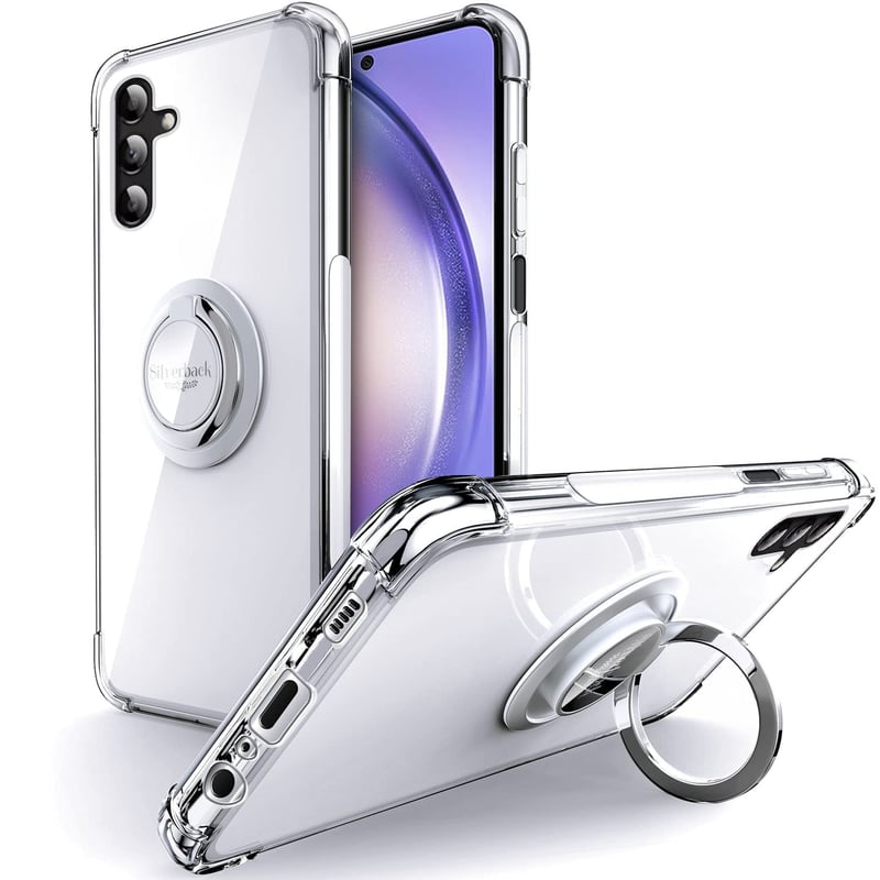 Priehľadný kryt na Samsung Galaxy A54 5G Silverback s 360-stupňovým krúžkom