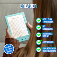 Silvergear E-könyv olvasó 6" érintőképernyő, háttérvilágítás, 4GB, kék 2