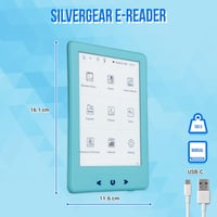 Silvergear E-könyv olvasó 6" érintőképernyő, háttérvilágítás, 4GB, kék 6