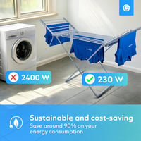 Silvergear Elektromos Ruhaszárító 20 Fűtött Rúddal - Összecsukható Alumínium Szárítóállvány 15kg Teherbírással, Energiatakarékos, Gyors Szár 7