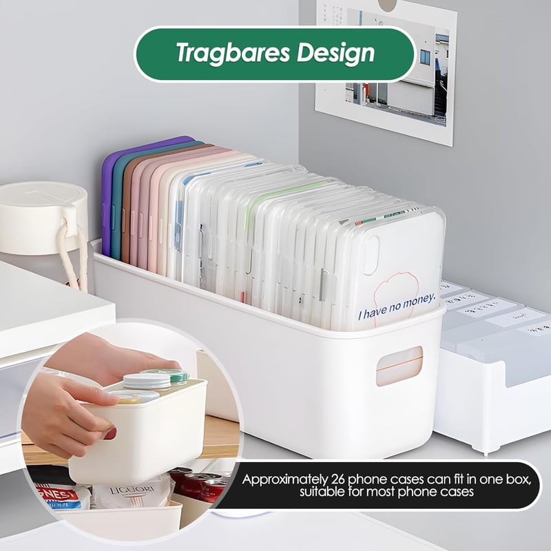 SIMDAO 6 db Tárolódoboz Fogantyúval 26x9,5x9 cm Szerveződoboz Konyha Fürdőszoba Iroda