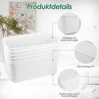 SIMDAO 6 db Tárolódoboz Fogantyúval 26x9,5x9 cm Szerveződoboz Konyha Fürdőszoba Iroda 3