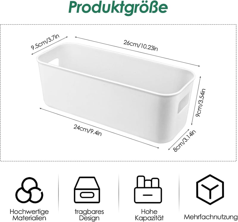 SIMDAO 6 db Tárolódoboz Fogantyúval 26x9,5x9 cm Szerveződoboz Konyha Fürdőszoba Iroda