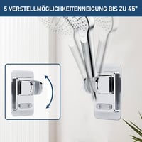 SIMGOTT Zuhanyfej Tartó Fúrás Nélkül, Ragasztós Rögzítés, Állítható Dőlésszög, Vízálló Kézi Zuhany Tartó Ezüst 3